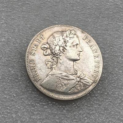 世界钱币专场拍卖 - 1859年德国法兰克福少女1泰勒流通银币 18.5克 90%银