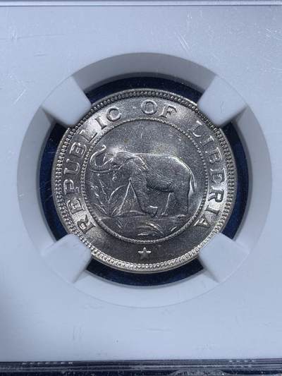 《竞宝斋》第420场 周日，周一，周二  3场连拍 （全场包邮） 3枚一组 NGC MS63-64利比里亚1941年大象(1分MS非常少见）