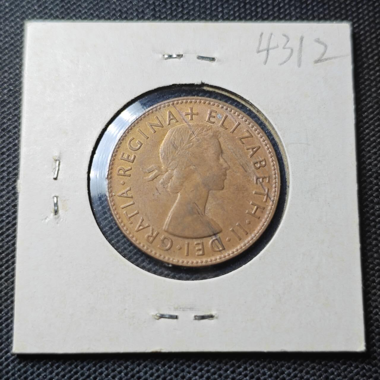 KK钱币收藏小铺 第343场 2月预留时间 周末发货 1953澳大利亚1/2便士 铜币
