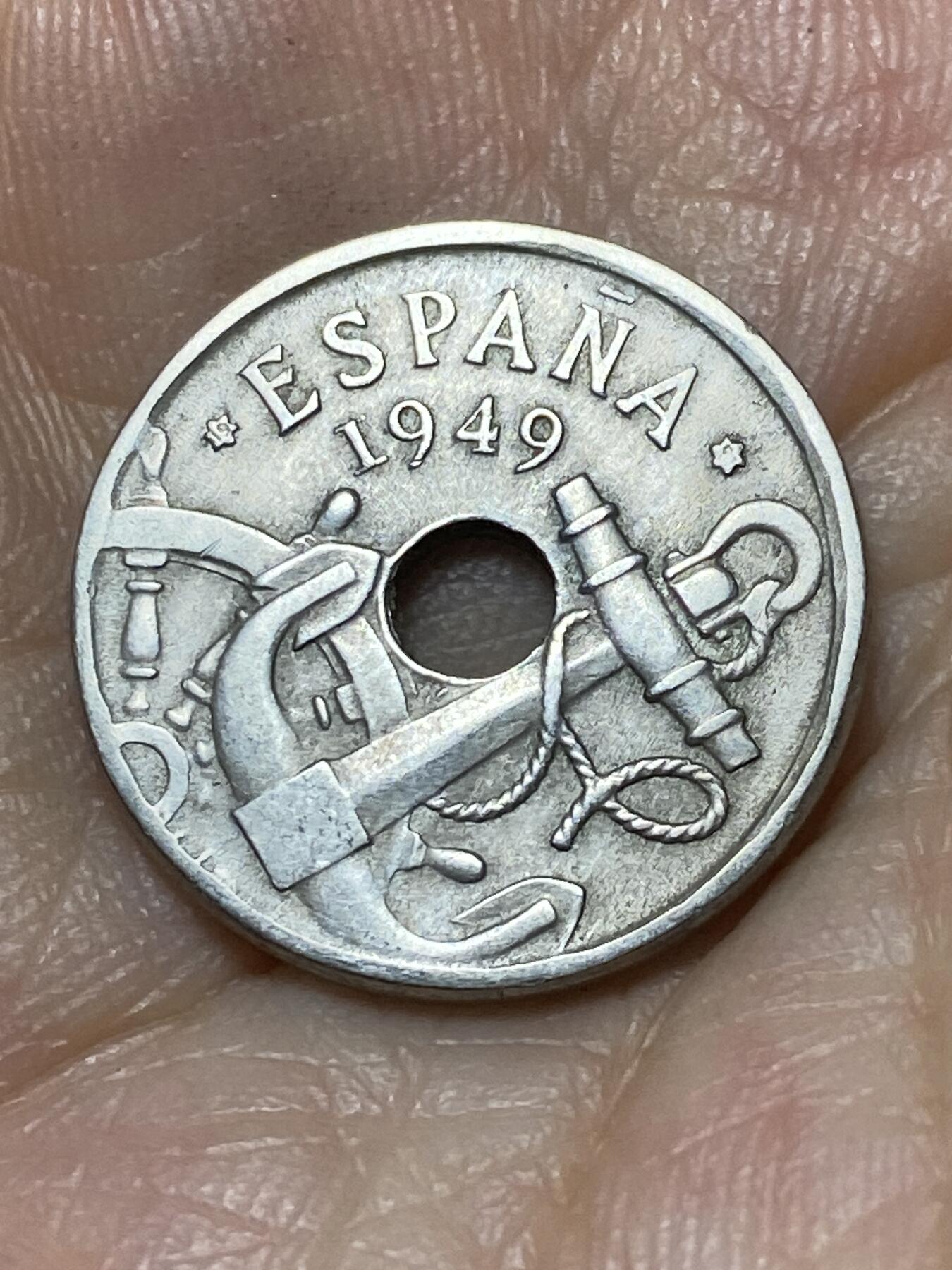 2025年第九十四场(总第一百二十场）外国好品散币(免佣金) 西班牙🇪🇸1949年50分(弗朗哥执政时期，箭头向上版)