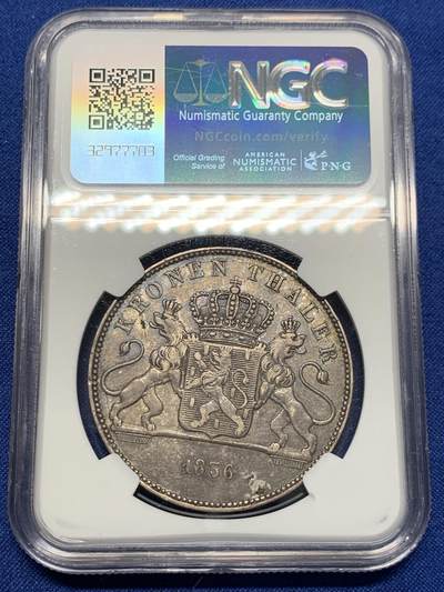 《竞宝斋》第420场 周日，周一，周二  3场连拍 （全场包邮） NGC AU53 德国 1836 拿骚 威廉 泰勒 大银币 稀缺品种 原味包浆