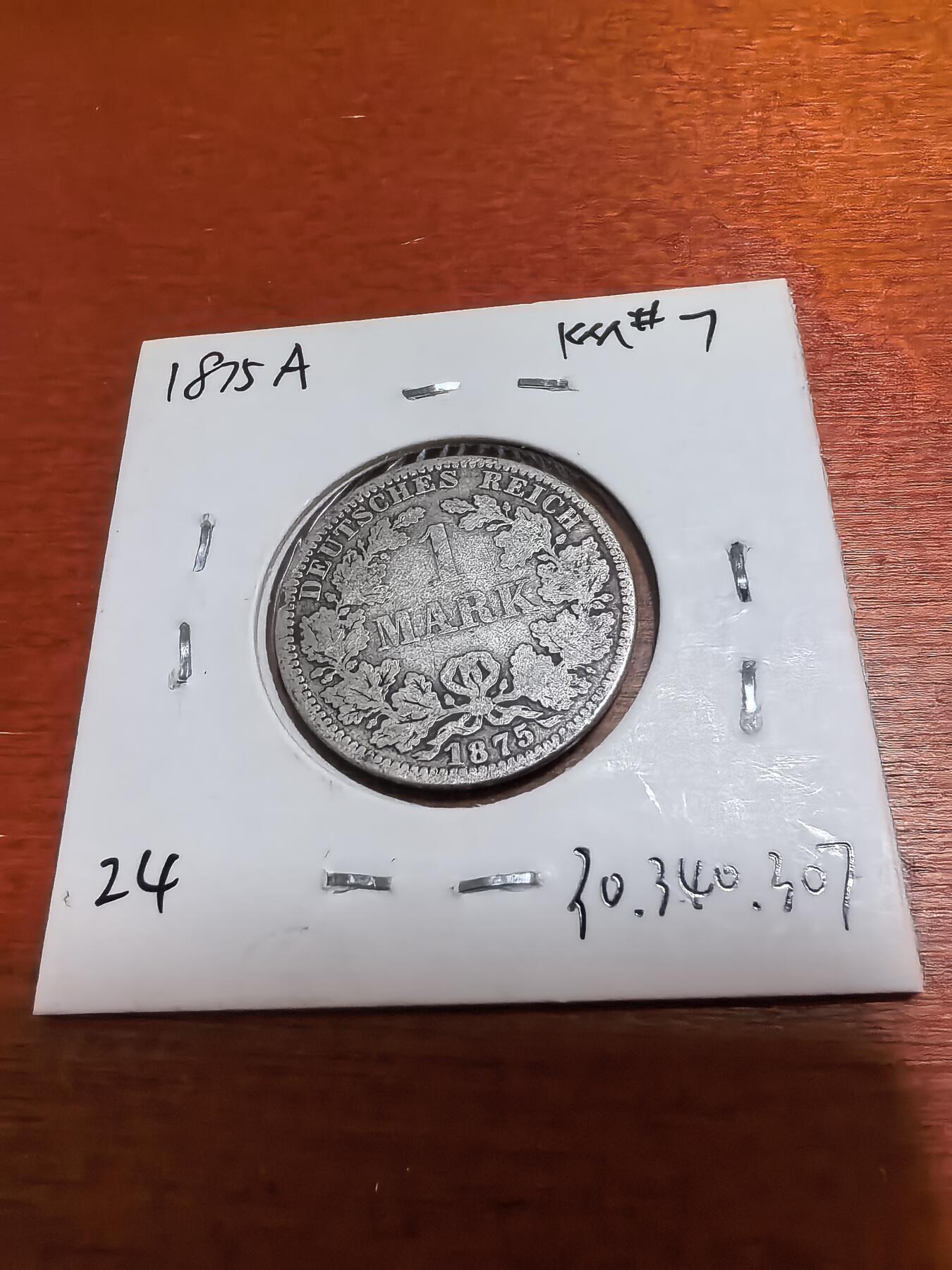 长老汇蛇年精选第五十场拍卖 1875德国短羽1马克银币