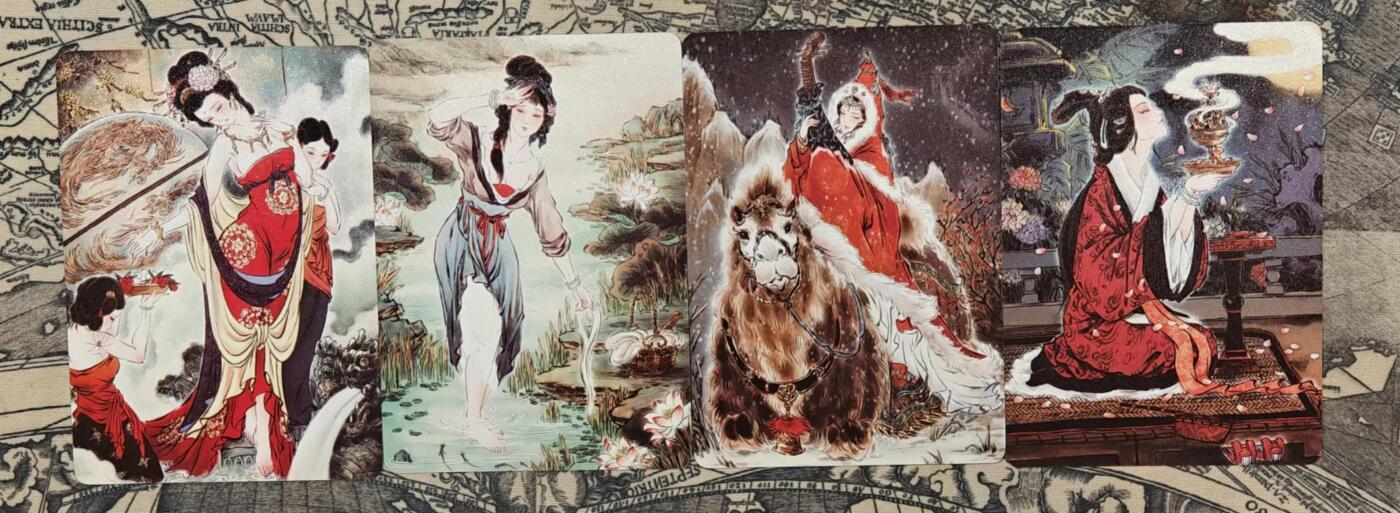 龙虎卡牌第五十六场 小浣熊 趣卡社五虎 百里亲签 万享盲盒（无佣金，满120包邮，周六晚上结拍，欢迎送拍） 普卡4张 燎原焱卡 彫仙-四大美女