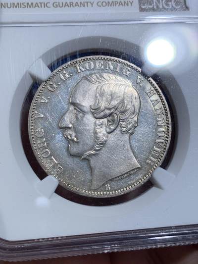 《竞宝斋》第420场 周日，周一，周二  3场连拍 （全场包邮） NGC MS62 德国 1865 汉诺威 滑铁卢战役五十周年 泰勒银币 分数状态都不错