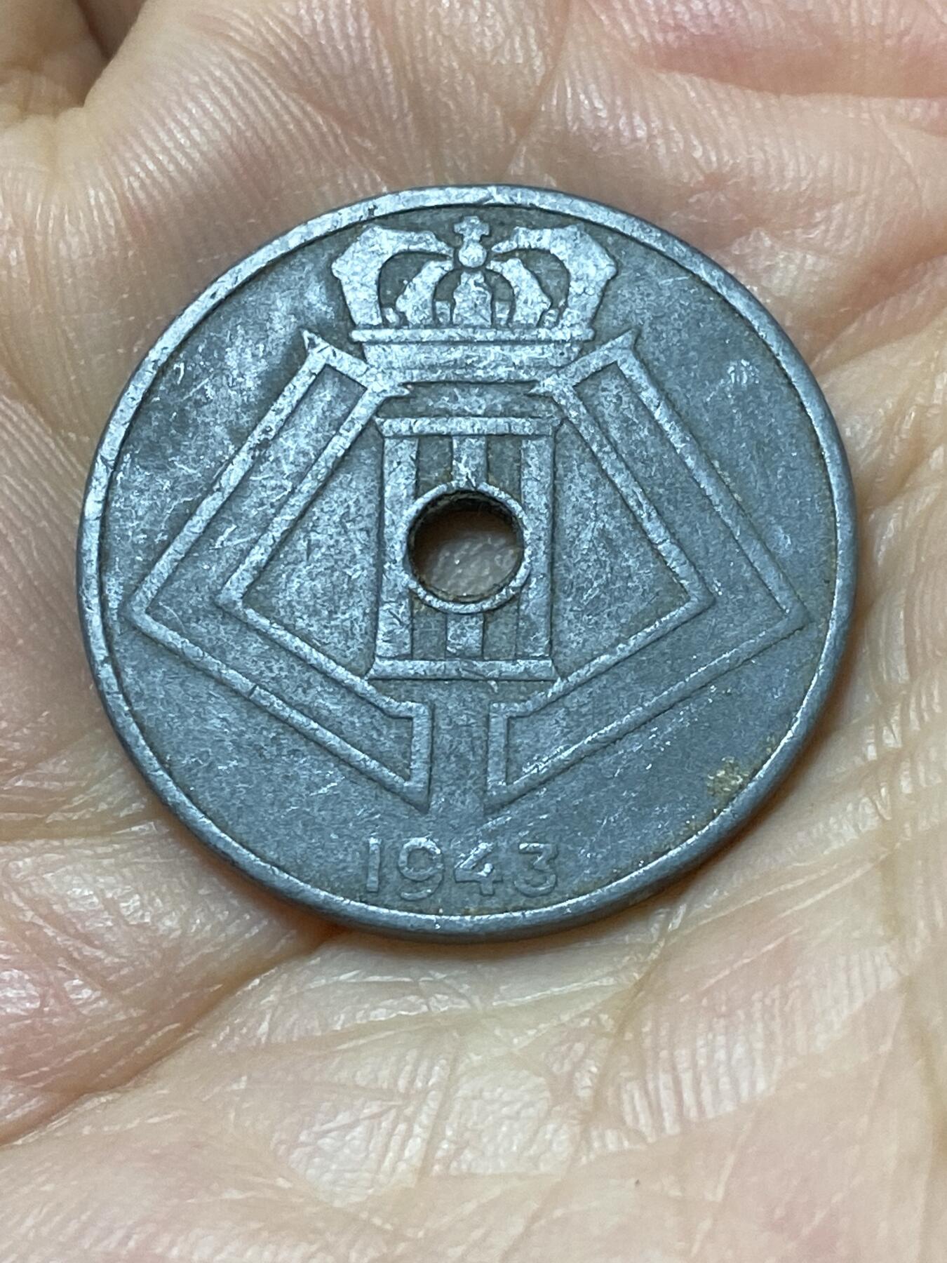 2025年第九十四场(总第一百二十场）外国好品散币(免佣金) 比利时🇧🇪1943年25分(利奥波德三世，荷语–法语版，二战德国占领时期)