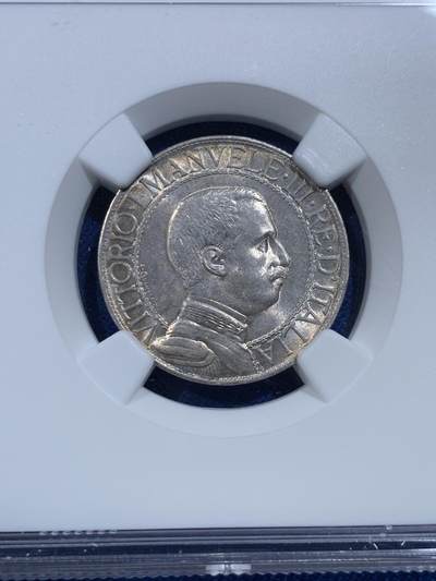 《竞宝斋》第420场 周日，周一，周二  3场连拍 （全场包邮） NGC MS63 意大利1913年圈版马车1里拉银币 币面丝滑 淡黄油光