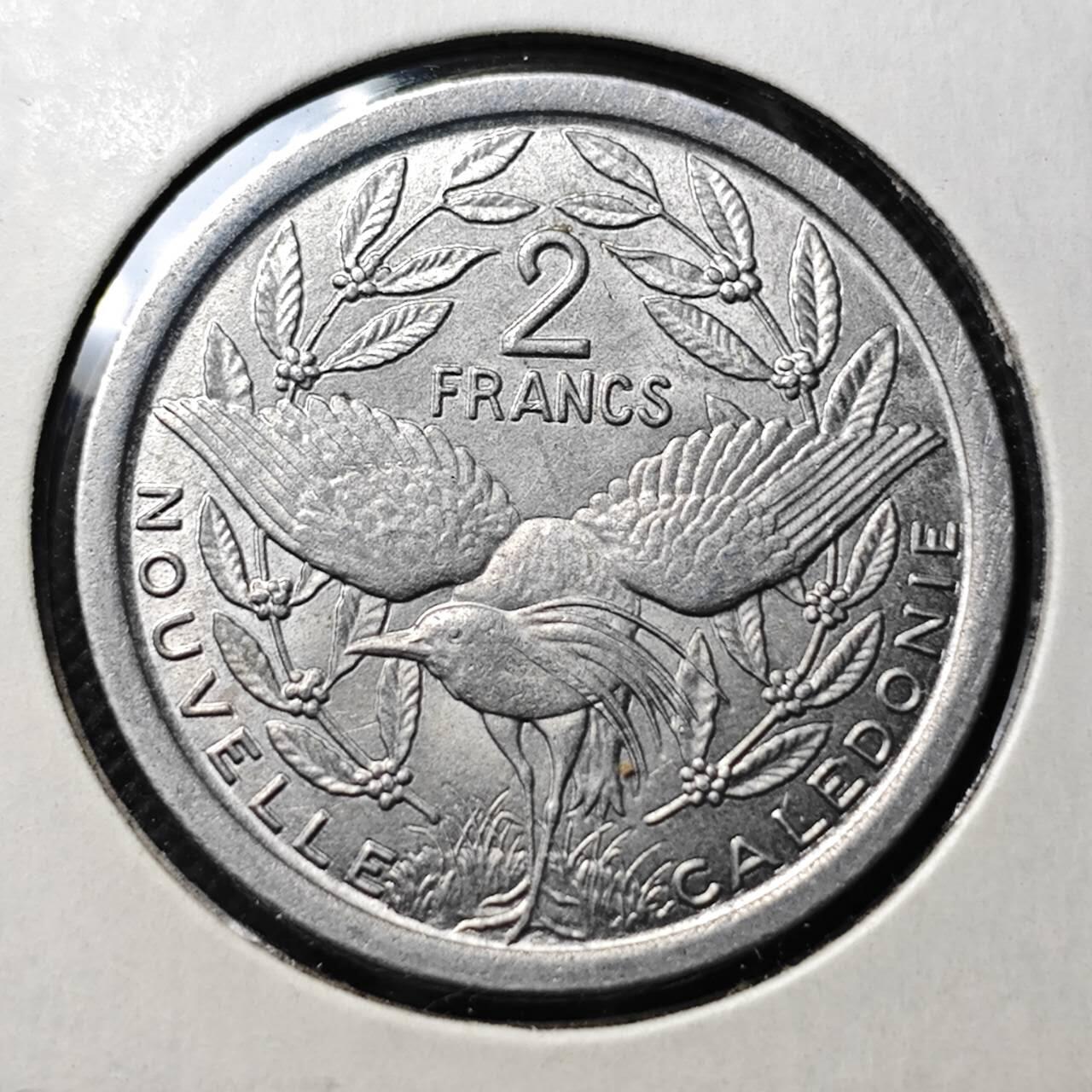 KK钱币收藏小铺 第343场 2月预留时间 周末发货 1973法属新喀里多尼亚2法郎 好品