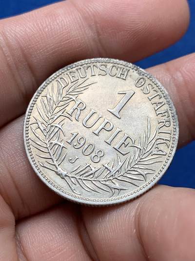 《竞宝斋》第420场 周日，周一，周二  3场连拍 （全场包邮） 1908年 J版 威廉二世 东非卢比