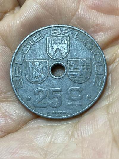 2025年第九十四场(总第一百二十场）外国好品散币(免佣金) - 比利时🇧🇪1943年25分(利奥波德三世，荷语–法语版，二战德国占领时期)