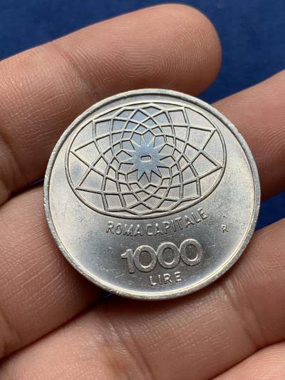 《竞宝斋》第420场 周日，周一，周二  3场连拍 （全场包邮） 意大利1970年女神1000里拉银币 纪念罗马定都100周年 原光UNC品相 细节见图
