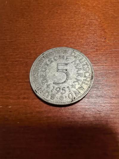 长老汇蛇年精选第五十场拍卖 - 1951G西德5马克银币，首年版