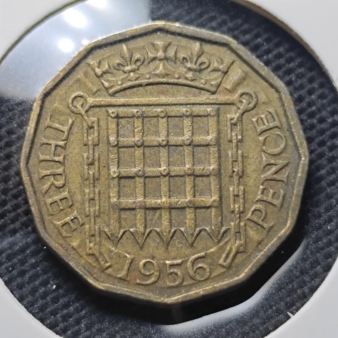 KK钱币收藏小铺 第343场 2月预留时间 周末发货  1956英国3便士