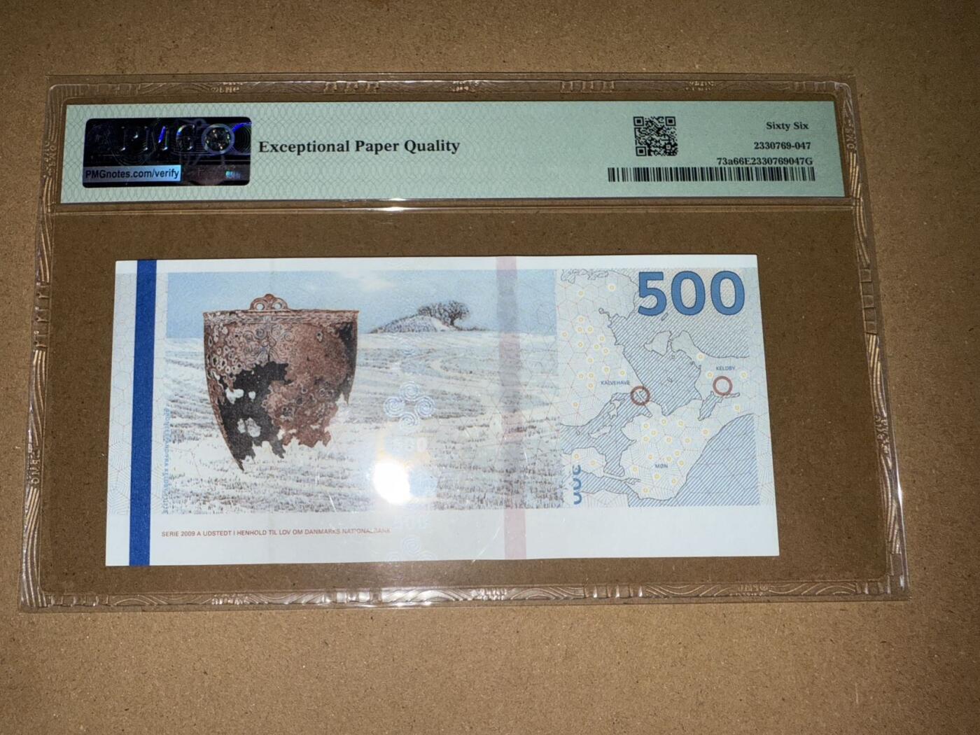 【礼羽收藏】🌏世界钱币拍卖第104期 丹麦桥版纸币500克朗无4.7PMG66分