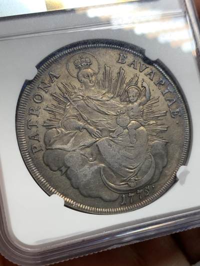 《竞宝斋》第420场 周日，周一，周二  3场连拍 （全场包邮） NGC AUD 德国1775年巴伐利亚圣母抱婴1泰勒银币 深打几乎没有减重痕 细节非常好