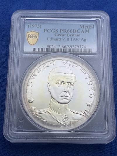 《竞宝斋》第420场 周日，周一，周二  3场连拍 （全场包邮） PCGS PR66DCAM 1973年英国爱德华八世银章 HA2023年6月拍了一枚67分的1380美元 加厚盒装