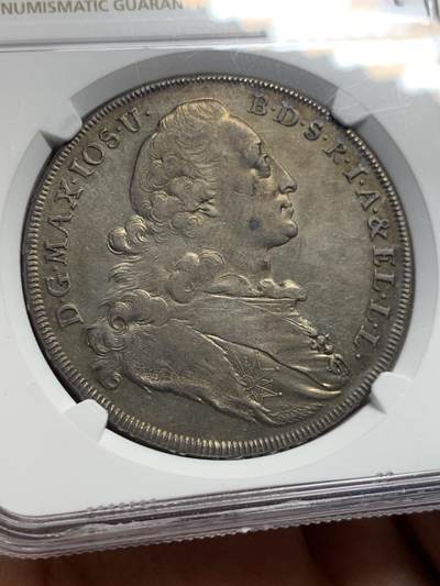 《竞宝斋》第420场 周日，周一，周二  3场连拍 （全场包邮） NGC AUD 德国1775年巴伐利亚圣母抱婴1泰勒银币 深打几乎没有减重痕 细节非常好