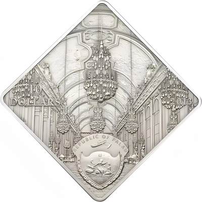 CSIS-GREAT评级精品钱币拍卖第三百一十七期 帕劳凡尔赛镜宫仿古精制彩色正方形银币 入围币 50克 带证书