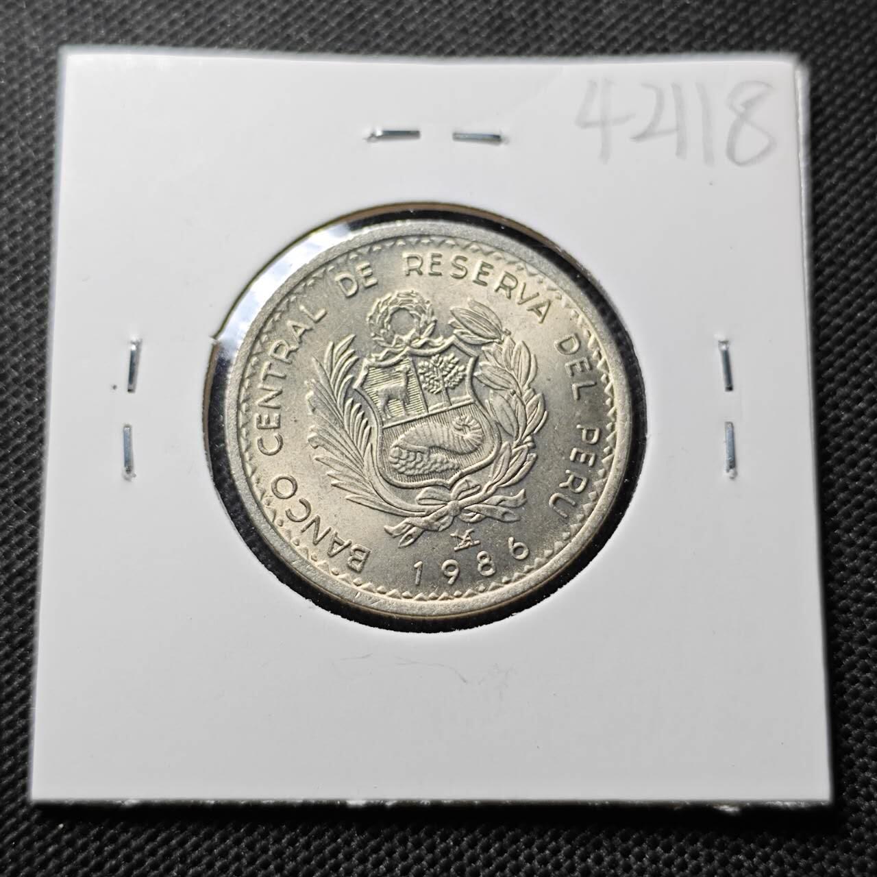 KK钱币收藏小铺 第342场 2月预留时间 周末发货 1986秘鲁5印帝 好品