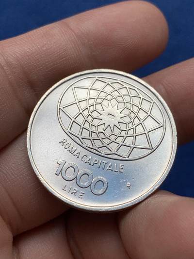 《竞宝斋》第420场 周日，周一，周二  3场连拍 （全场包邮） 意大利1970年女神1000里拉银币 纪念罗马定都100周年 原光UNC品相 细节见图