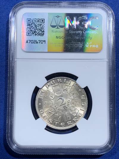 《竞宝斋》第420场 周日，周一，周二  3场连拍 （全场包邮） NGC UNC 1928年奥地利舒伯特2先令银币