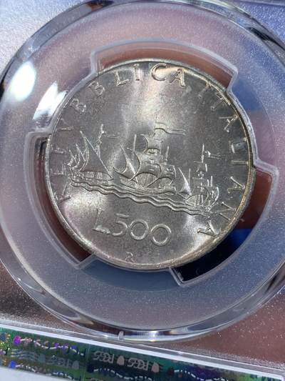 《竞宝斋》第420场 周日，周一，周二  3场连拍 （全场包邮） PCGS MS67 意大利500里拉银币 1970哥伦布文艺复兴少女 卷拆车轮光高分！