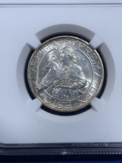《竞宝斋》第420场 周日，周一，周二  3场连拍 （全场包邮） NGC MS63 圣马力诺1935年10里拉银币 图案有特色 发行少