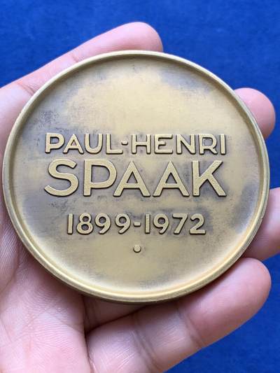 《竞宝斋》第420场 周日，周一，周二  3场连拍 （全场包邮） 1899-1972比利时1972年纪念欧洲一体化的奠基人保罗·亨利·斯巴克逝世大铜章，直径：69.8mm，重量：149.2克。