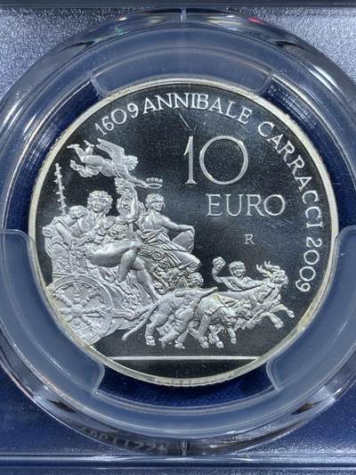 《竞宝斋》第420场 周日，周一，周二  3场连拍 （全场包邮） PCGS PR68DCAM 2009意大利为纪念艺术大师安尼巴尔·卡拉奇而发行的官方纪念币 925银 22克 发行7000枚