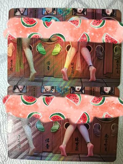花开卡拍第39期（9月21号周日截拍，品控勿拍!!!拍品不寄存，运费5元，自制卡难免瑕疵，可能存在轻微撞角爆边等出厂瑕疵，品控介意勿拍！） - 嘎嘎鸭艺术对卡 四美02 彩闪2张