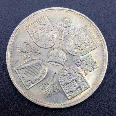 【淘币小摊】限时拍第七百四十九拍  克朗币邮币封场 满百包邮可预留两周  周一统一发货  - 英国1953年女王加冕5先令纪念币