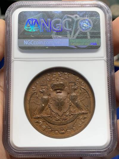 《竞宝斋》第420场 周日，周一，周二  3场连拍 （全场包邮） NGC MS62BN 1885年德国俾斯麦70岁纪念铜章 加厚盒
