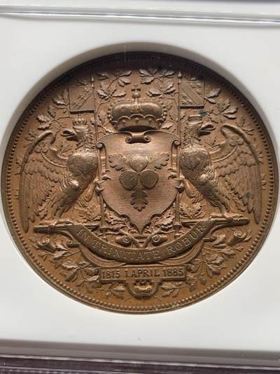 《竞宝斋》第420场 周日，周一，周二  3场连拍 （全场包邮） NGC MS62BN 1885年德国俾斯麦70岁纪念铜章 加厚盒