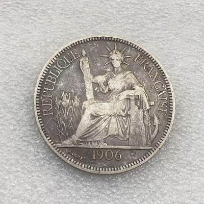 世界钱币专场拍卖 - 1906年法属坐洋女神一元流通银币 27克 90%银