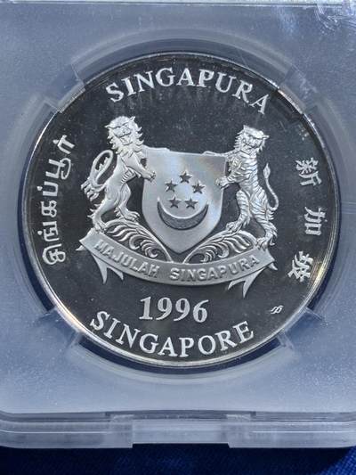 《竞宝斋》第420场 周日，周一，周二  3场连拍 （全场包邮） TQG PF69UC 新加坡1996年农历-鼠年10元加厚精制银币 2盎司 999银 62.2克纯银 发行量3万5千