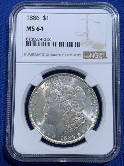 《竞宝斋》第420场 周日，周一，周二  3场连拍 （全场包邮） - NGC MS64 美国1886年摩根1美元银币