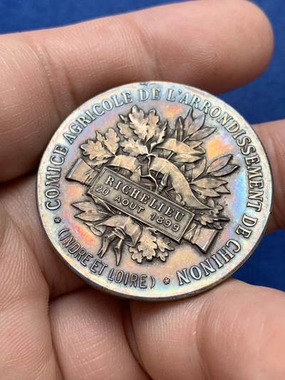 《竞宝斋》第420场 周日，周一，周二  3场连拍 （全场包邮） 法国玛丽安娜女神农业银章 21.8克 36.5mm 菱形银标 950银 带盒 包浆很好