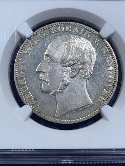 《竞宝斋》第420场 周日，周一，周二  3场连拍 （全场包邮） NGC MS62 德国 1865 汉诺威 滑铁卢战役五十周年 泰勒银币 分数状态都不错