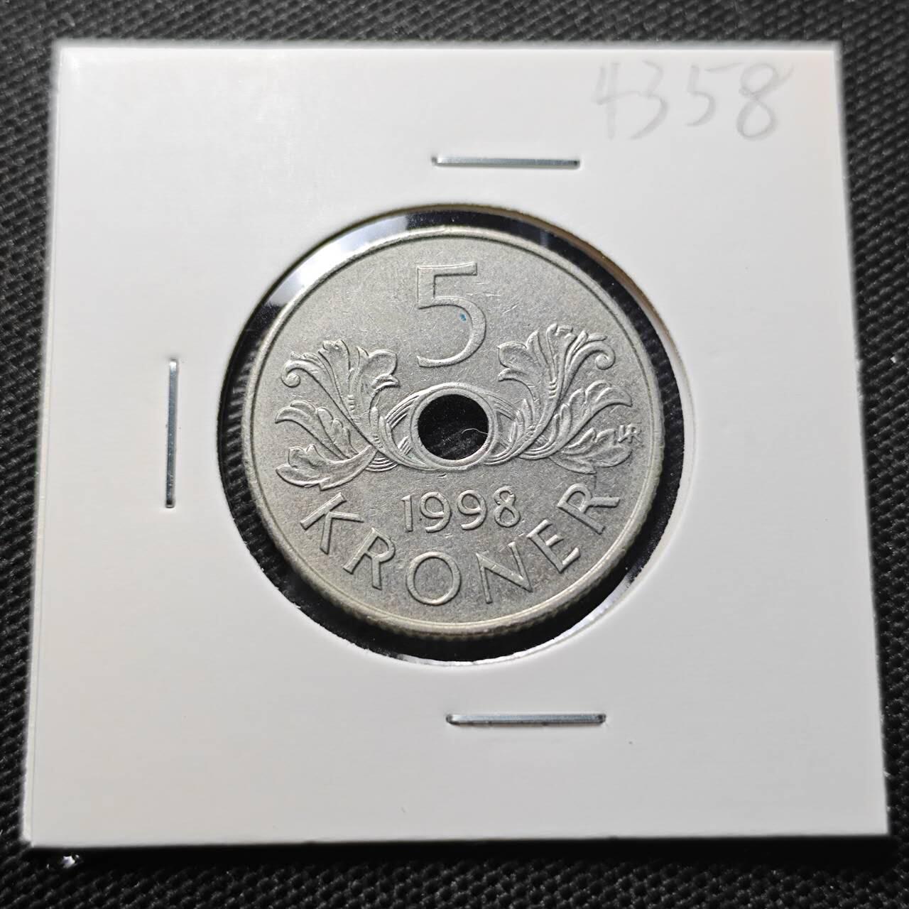 KK钱币收藏小铺 第343场 2月预留时间 周末发货 1998挪威5克朗