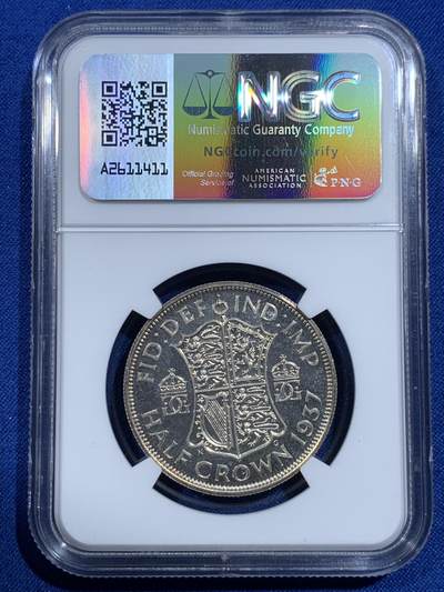 《竞宝斋》第420场 周日，周一，周二  3场连拍 （全场包邮） NGC PF66 英国1937年乔治六世加冕首年精致半克朗银币，顶级品相。