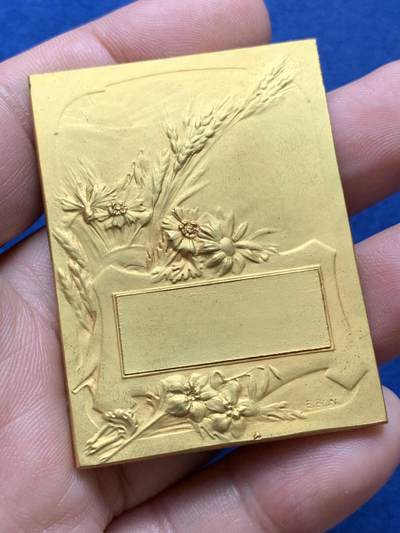 《竞宝斋》第420场 周日，周一，周二  3场连拍 （全场包邮） 法国农业镀金铜质方章 61.1克 40.6*53.8mm 带盒