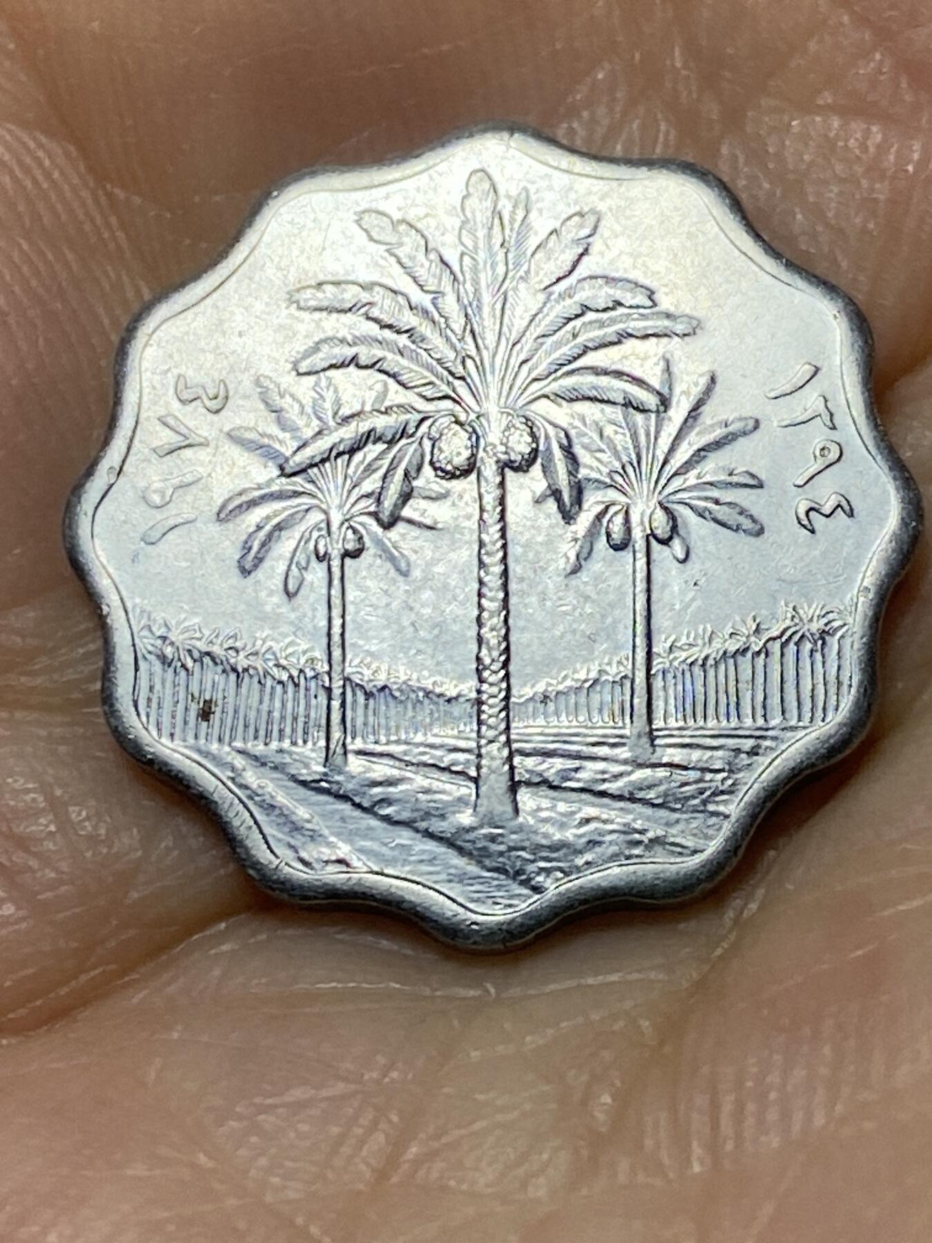 2025年第九十四场(总第一百二十场）外国好品散币(免佣金) 伊拉克🇮🇶1974年5费尔(共和国时期第二套第二版，不锈钢材质有磁版)