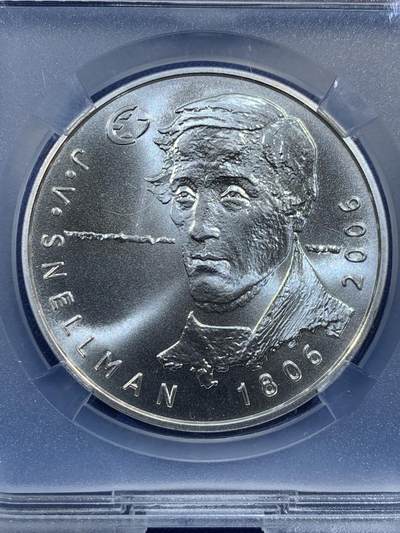 《竞宝斋》第420场 周日，周一，周二  3场连拍 （全场包邮） TQG MS69 芬兰2006年欧洲之星-约翰·维尔海姆·斯内尔曼诞辰200周年10欧元普制银币 25.5克 925银 发行量7千