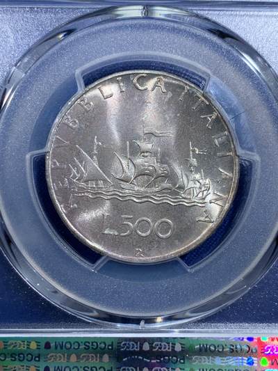 《竞宝斋》第420场 周日，周一，周二  3场连拍 （全场包邮） PCGS MS67 意大利500里拉银币 1970哥伦布文艺复兴少女 卷拆车轮光高分！