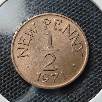 KK钱币收藏小铺 第343场 2月预留时间 周末发货 - 1971英属根西岛1/2便士铜币