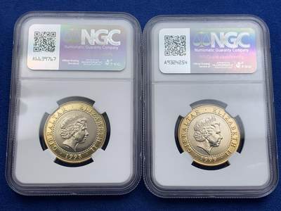 《竞宝斋》第420场 周日，周一，周二  3场连拍 （全场包邮） 稀少12枚一组 NGC MS63-66 直布罗陀 2000 赫拉克勒斯的功绩系列 双金属2镑纪念币 低评明显