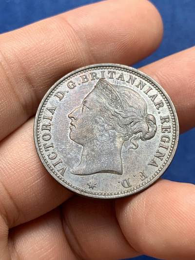 《竞宝斋》第420场 周日，周一，周二  3场连拍 （全场包邮） 英属泽西1881年维多利亚1/12先令大铜币 好品