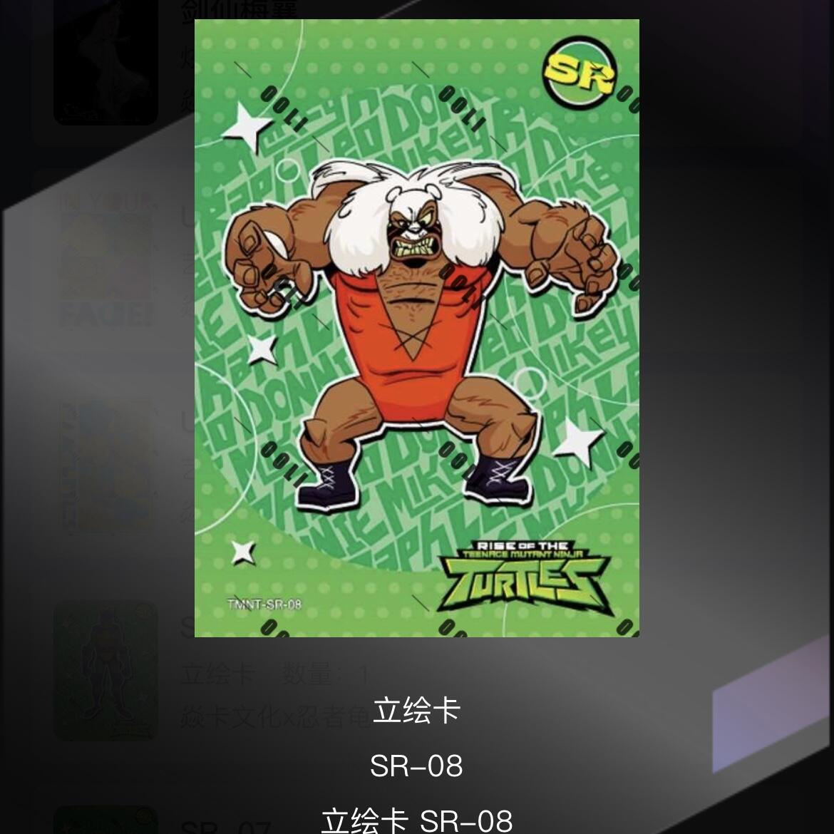 NO.10  每周好又多金牌大场，一站式配齐，方便凑单！（周6晚7点半截拍，卖家送拍0抽成！） 焱卡 忍者神龟 SR08 1张 卡机转赠