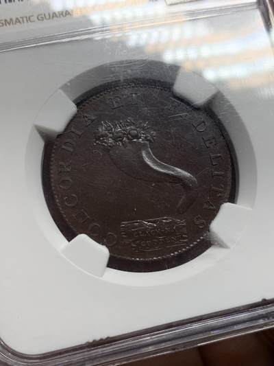 《竞宝斋》第420场 周日，周一，周二  3场连拍 （全场包邮） NGC MS63BN 1794年苏格兰因弗内斯郡协和半便士 背面的玫瑰图案非常精美 极其少见的token精品 pl状态非常出色