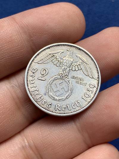 《竞宝斋》第420场 周日，周一，周二  3场连拍 （全场包邮） 德国1939年兴登堡2马克银币