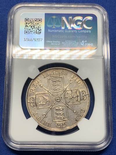 《竞宝斋》第420场 周日，周一，周二  3场连拍 （全场包邮） NGC XFD 英国 1888年 维多利亚 双佛罗林4先令 银币 少见年份